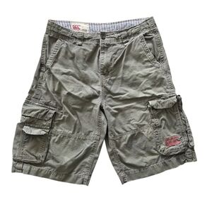Canterbury Cargo Camo Shorts Olive Green Cotton Military Utility Mens 34 Ripstop